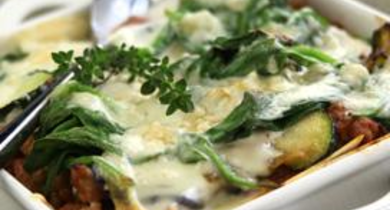 Lasagnes de veau aux légumes confits et sauce Roquefort Société