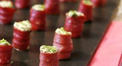 Makis de canard au pesto, chèvre et roquette