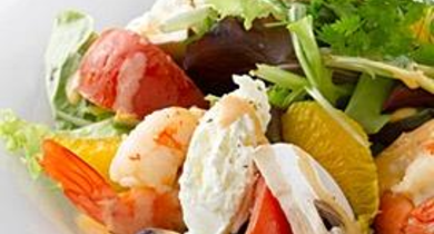 Mesclun d’agrumes et gambas