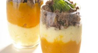 Mini hachis de légumes de saison et boeuf haché sauce soja