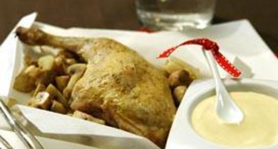 Papillotes de lapin aux champignons, sauce moutarde