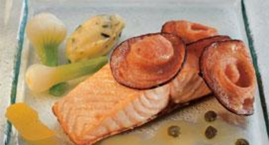 Pavé de saumon en écailles d'andouille