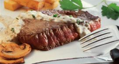 Pavés de boeuf, crème de champignons