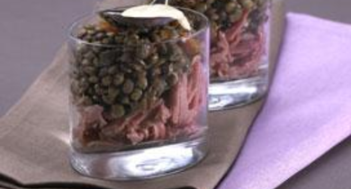 Petit salé aux lentilles et sa crème aillée en transparence