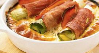 Poireaux au riz et au jambon