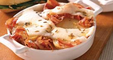 Pommes de Terre Gratinées à la Pancetta et Mozzarella