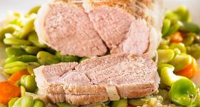 Rôti de veau et sa compotée de fèves