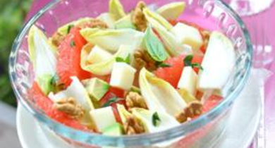 Salade d’endives à la Tomme de Brebis Lou Pérac et au pamplemousse