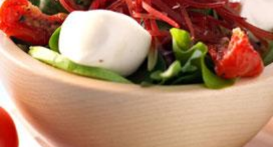 Salade de roquette et bocconcini à la viande séchée et avocat