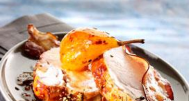 Sous-Noix de veau et sa poire au lard et au poivre