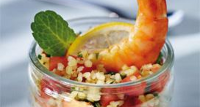 Taboulé aux crevettes roses