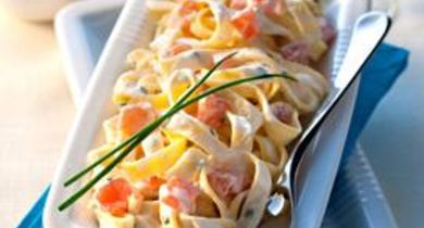 Tagliatelles à la Ricotta Galbani au saumon fumé et ciboulette