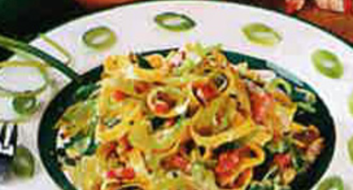 Tagliatelles carbonara aux poireaux