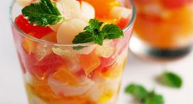 Tartare de noix de Saint-Jacques aux agrumes en verrine