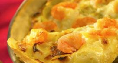 Tarte au poireaux et crevettes gratinée au Chaussée aux Moines 