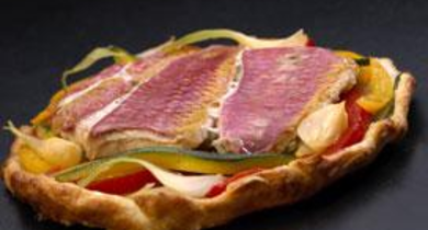 Tatin de rougets, petits légumes de saison