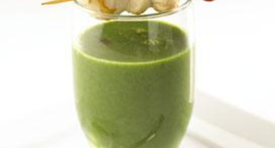 Velouté de cresson, brochettes de dinde