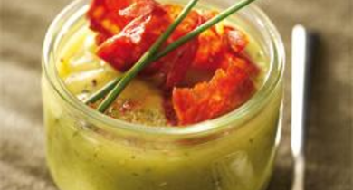 Velouté de pois cassés au chorizo