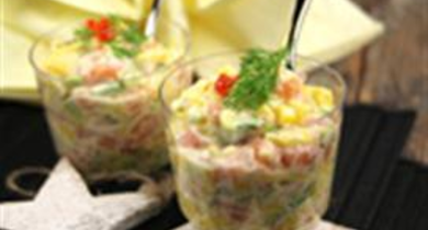 Verrine mangue avocat et saumon