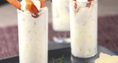 Verrines chantilly au camembert Lanquetot et jambon cru