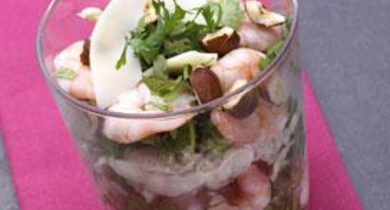 Verrines de crevettes et de fromage nature