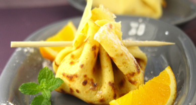 Aumônières de crêpes aux oranges