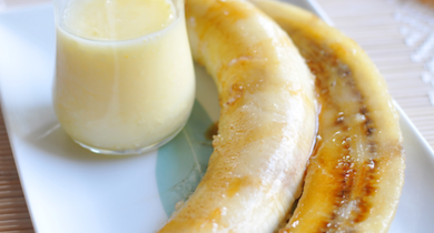Bananes caramélisées, crème au lait de coco