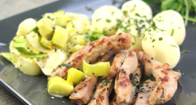 Blancs de dinde aux poireaux et pommes de terre