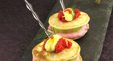 Blinis façon burger au tarama