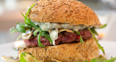 Burger au roquefort et champignons