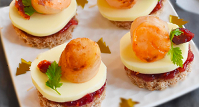 Canapés pétoncles et airelles