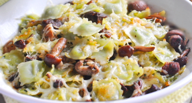 Gratinée de ravioles aux champignons Président 