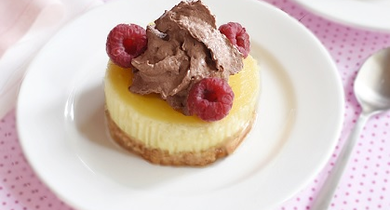 Mini cheesecakes chocolat framboises La Laitière 