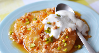 Chaud froid d’ananas croustillant et sa sauce au yaourt