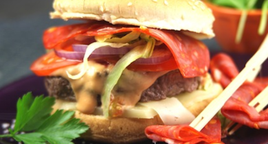 Cheeseburger bœuf, fromage basque et chorizo 