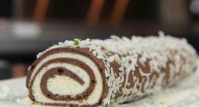 Bûche black and white chocolat noir coco combava