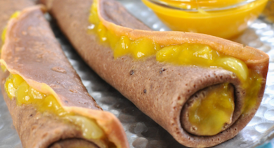 Crêpes chocolatées à la compote de mangue
