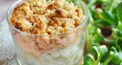 Crumble de topinambour au saumon