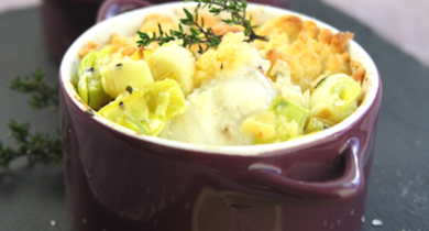 Crumble de lotte aux poireaux