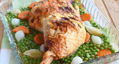 Cuisse de dinde au four et sa jardinière de légumes