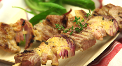 Brochettes d’échine de porc à la moutarde