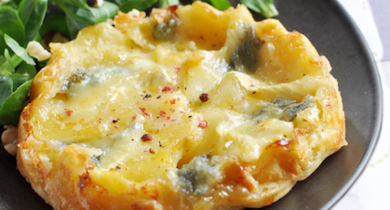 Feuilletés aux pommes et Président le Bleu façon Tatin