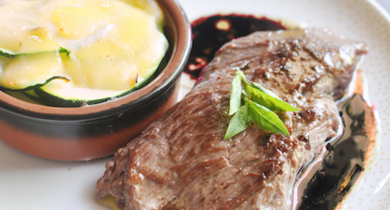 Filets de boeuf et gratin de courgettes à l'époisses