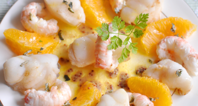 Fricassée de lotte et langoustines à l'orange