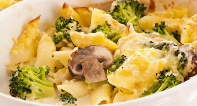 Gratin de penne aux brocolis et au râpé 3 Saveurs