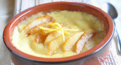 Gratin de golden, crème d'amandes au beurre de citron