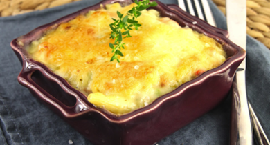 Gratin de macaronis au jambon et aux 3 fromages