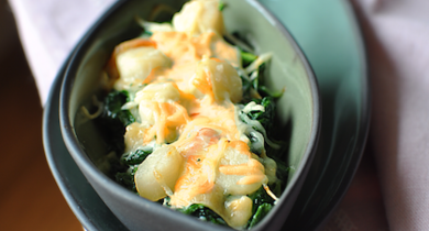 Gratin de noix de Saint-Jacques aux épinards