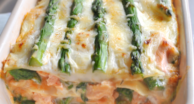 Lasagnes de saumon aux asperges vertes 