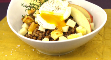 Salade de lentilles à la tomme de brebis Lou Pérac